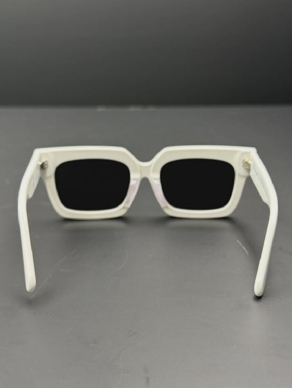 Off-White Rectangular White Frame Sunglasses with Black Lenses - Picture 6 of 6
